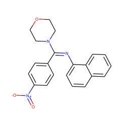 O=[N+]([O-])c1ccc(/C(=N\c2cccc3ccccc23)N2CCOCC2)cc1 ZINC000013151569