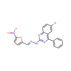 O=[N+]([O-])c1ccc(/C=N/Nc2nc(-c3ccccc3)c3cc(Br)ccc3n2)o1 ZINC000008670709