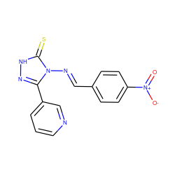 O=[N+]([O-])c1ccc(/C=N/n2c(-c3cccnc3)n[nH]c2=S)cc1 ZINC000013109079