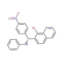 O=[N+]([O-])c1ccc([C@@H](Nc2ccccc2)c2ccc3cccnc3c2O)cc1 ZINC000037868625