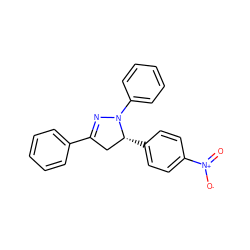 O=[N+]([O-])c1ccc([C@@H]2CC(c3ccccc3)=NN2c2ccccc2)cc1 ZINC000004336647