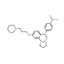 O=[N+]([O-])c1ccc([C@@H]2CN3CCC[C@@H]3c3cc(OCCCN4CCCCC4)ccc32)cc1 ZINC000028885733