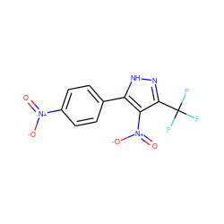 O=[N+]([O-])c1ccc(-c2[nH]nc(C(F)(F)F)c2[N+](=O)[O-])cc1 ZINC000013589603