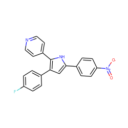 O=[N+]([O-])c1ccc(-c2cc(-c3ccc(F)cc3)c(-c3ccncc3)[nH]2)cc1 ZINC000027725806