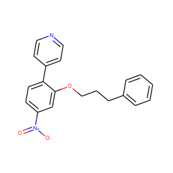 O=[N+]([O-])c1ccc(-c2ccncc2)c(OCCCc2ccccc2)c1 ZINC000299859575