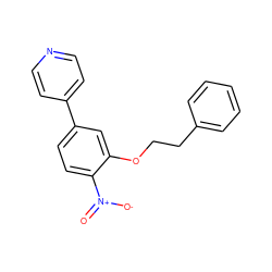 O=[N+]([O-])c1ccc(-c2ccncc2)cc1OCCc1ccccc1 ZINC000299855852