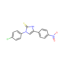 O=[N+]([O-])c1ccc(-c2cn(-c3ccc(Cl)cc3)c(=S)[nH]2)cc1 ZINC000008682929