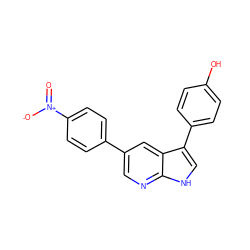 O=[N+]([O-])c1ccc(-c2cnc3[nH]cc(-c4ccc(O)cc4)c3c2)cc1 ZINC001772590844