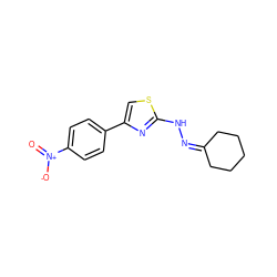 O=[N+]([O-])c1ccc(-c2csc(NN=C3CCCCC3)n2)cc1 ZINC000059098959