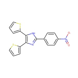 O=[N+]([O-])c1ccc(-c2nc(-c3cccs3)c(-c3cccs3)[nH]2)cc1 ZINC000001156362