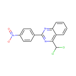 O=[N+]([O-])c1ccc(-c2nc(C(Cl)Cl)c3ccccc3n2)cc1 ZINC000000494805