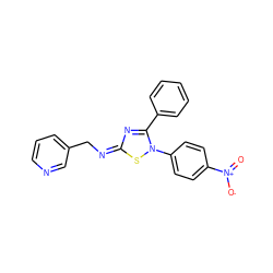 O=[N+]([O-])c1ccc(-n2s/c(=N/Cc3cccnc3)nc2-c2ccccc2)cc1 ZINC000101506414