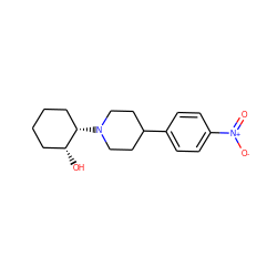 O=[N+]([O-])c1ccc(C2CCN([C@H]3CCCC[C@H]3O)CC2)cc1 ZINC000028236515