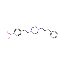 O=[N+]([O-])c1ccc(CCN2CCN(CCCc3ccccc3)CC2)cc1 ZINC000013782171