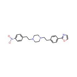 O=[N+]([O-])c1ccc(CCN2CCN(CCc3ccc(-c4ncco4)cc3)CC2)cc1 ZINC000095562412