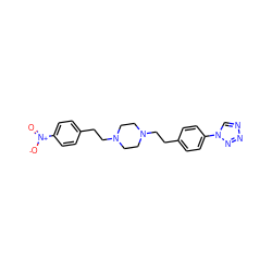 O=[N+]([O-])c1ccc(CCN2CCN(CCc3ccc(-n4cnnn4)cc3)CC2)cc1 ZINC000096286282