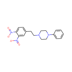 O=[N+]([O-])c1ccc(CCN2CCN(c3ccccc3)CC2)cc1[N+](=O)[O-] ZINC000098085177