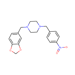 O=[N+]([O-])c1ccc(CN2CCN(Cc3ccc4c(c3)OCO4)CC2)cc1 ZINC000000865246