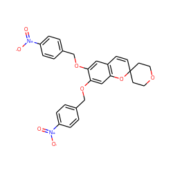 O=[N+]([O-])c1ccc(COc2cc3c(cc2OCc2ccc([N+](=O)[O-])cc2)OC2(C=C3)CCOCC2)cc1 ZINC001534206568