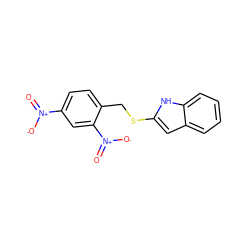 O=[N+]([O-])c1ccc(CSc2cc3ccccc3[nH]2)c([N+](=O)[O-])c1 ZINC000002171444