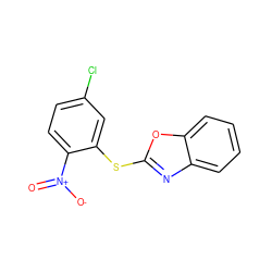 O=[N+]([O-])c1ccc(Cl)cc1Sc1nc2ccccc2o1 ZINC000000179724