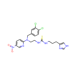 O=[N+]([O-])c1ccc(N(CCNC(=S)NCCCc2c[nH]cn2)Cc2ccc(Cl)c(Cl)c2)nc1 ZINC000003822597