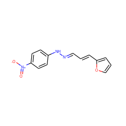 O=[N+]([O-])c1ccc(N/N=C/C=C/c2ccco2)cc1 ZINC000004576816