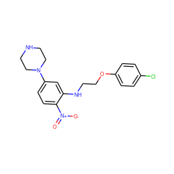 O=[N+]([O-])c1ccc(N2CCNCC2)cc1NCCOc1ccc(Cl)cc1 ZINC000004310061