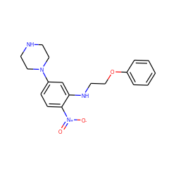 O=[N+]([O-])c1ccc(N2CCNCC2)cc1NCCOc1ccccc1 ZINC000004687393