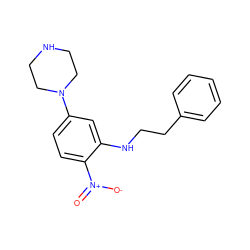 O=[N+]([O-])c1ccc(N2CCNCC2)cc1NCCc1ccccc1 ZINC000004182966