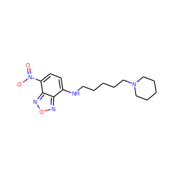 O=[N+]([O-])c1ccc(NCCCCCN2CCCCC2)c2nonc12 ZINC000036188007