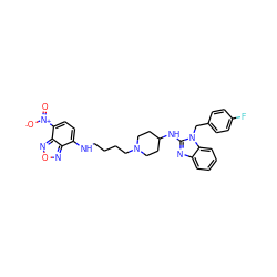 O=[N+]([O-])c1ccc(NCCCCN2CCC(Nc3nc4ccccc4n3Cc3ccc(F)cc3)CC2)c2nonc12 ZINC000653883159