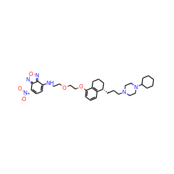 O=[N+]([O-])c1ccc(NCCOCCOc2cccc3c2CCC[C@@H]3CCCN2CCN(C3CCCCC3)CC2)c2nonc12 ZINC000072181602