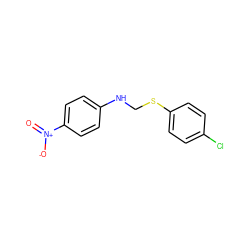 O=[N+]([O-])c1ccc(NCSc2ccc(Cl)cc2)cc1 ZINC000004707333