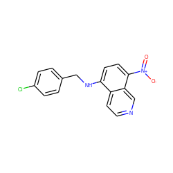 O=[N+]([O-])c1ccc(NCc2ccc(Cl)cc2)c2ccncc12 ZINC000005939995