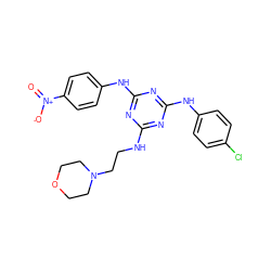 O=[N+]([O-])c1ccc(Nc2nc(NCCN3CCOCC3)nc(Nc3ccc(Cl)cc3)n2)cc1 ZINC000019798521