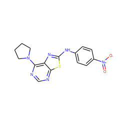 O=[N+]([O-])c1ccc(Nc2nc3c(N4CCCC4)ncnc3s2)cc1 ZINC000653829300