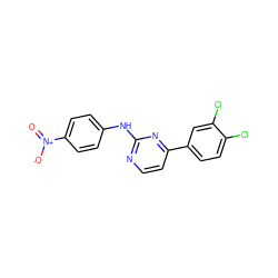 O=[N+]([O-])c1ccc(Nc2nccc(-c3ccc(Cl)c(Cl)c3)n2)cc1 ZINC000103300969