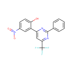 O=[N+]([O-])c1ccc(O)c(-c2cc(C(F)(F)F)nc(-c3ccccc3)n2)c1 ZINC000015885238