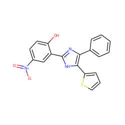 O=[N+]([O-])c1ccc(O)c(-c2nc(-c3ccccc3)c(-c3cccs3)[nH]2)c1 ZINC000008577725