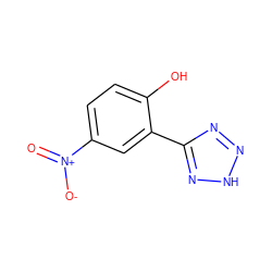 O=[N+]([O-])c1ccc(O)c(-c2nn[nH]n2)c1 ZINC000008681048