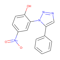 O=[N+]([O-])c1ccc(O)c(-n2nncc2-c2ccccc2)c1 ZINC000038601789