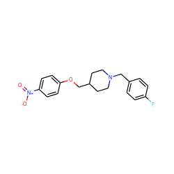 O=[N+]([O-])c1ccc(OCC2CCN(Cc3ccc(F)cc3)CC2)cc1 ZINC000013605798