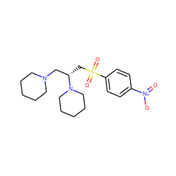 O=[N+]([O-])c1ccc(S(=O)(=O)C[C@@H](CN2CCCCC2)N2CCCCC2)cc1 ZINC000002857555