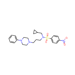 O=[N+]([O-])c1ccc(S(=O)(=O)N(CCCN2CCN(c3ccccc3)CC2)CC2CC2)cc1 ZINC000045370151