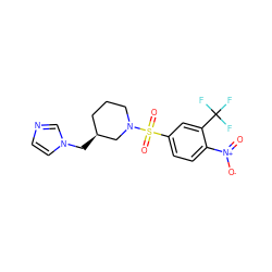 O=[N+]([O-])c1ccc(S(=O)(=O)N2CCC[C@H](Cn3ccnc3)C2)cc1C(F)(F)F ZINC000653905744