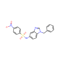 O=[N+]([O-])c1ccc(S(=O)(=O)Nc2ccc3c(c2)ncn3Cc2ccccc2)cc1 ZINC000040380137