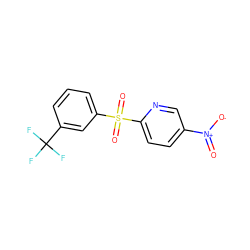 O=[N+]([O-])c1ccc(S(=O)(=O)c2cccc(C(F)(F)F)c2)nc1 ZINC000000481376