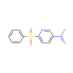 O=[N+]([O-])c1ccc(S(=O)(=O)c2ccccc2)nc1 ZINC000001390042