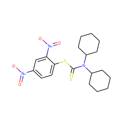 O=[N+]([O-])c1ccc(SC(=S)N(C2CCCCC2)C2CCCCC2)c([N+](=O)[O-])c1 ZINC000095572007